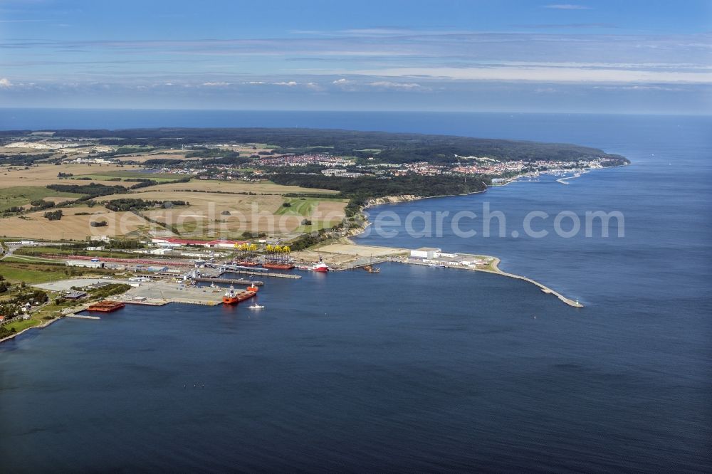 Aerial image Sassnitz - Port facilities on the seashore of the Iland Ruegen in the district Hagen in Sassnitz in the state Mecklenburg - Western Pomerania