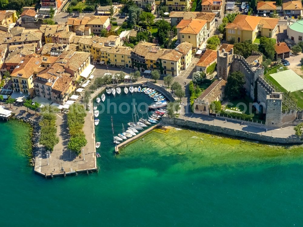 Torri del Benaco from above - Port facilities Porticciolo of Torri del Benaco in Veneto, Italy. In the picture as well as the museum of Castello Scaligero