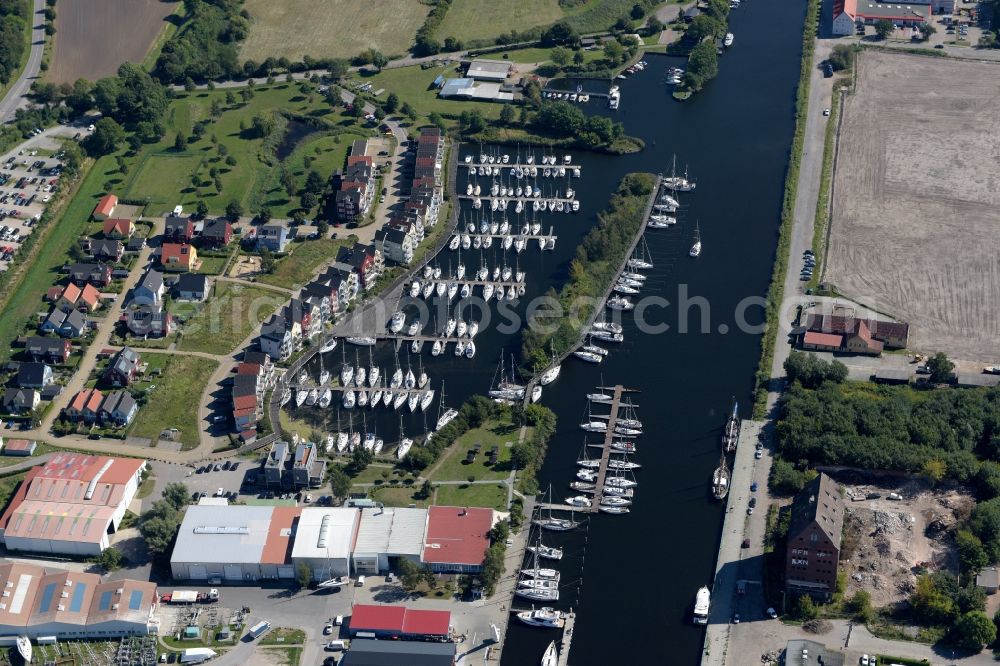 Greifswald from above - Port facilities near the Marina in Greifswald in the state Mecklenburg - Western Pomerania