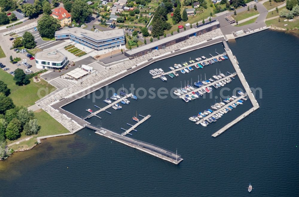 Senftenberg from above - Port facilities of Stadthafen Senftenberg in the state Brandenburg