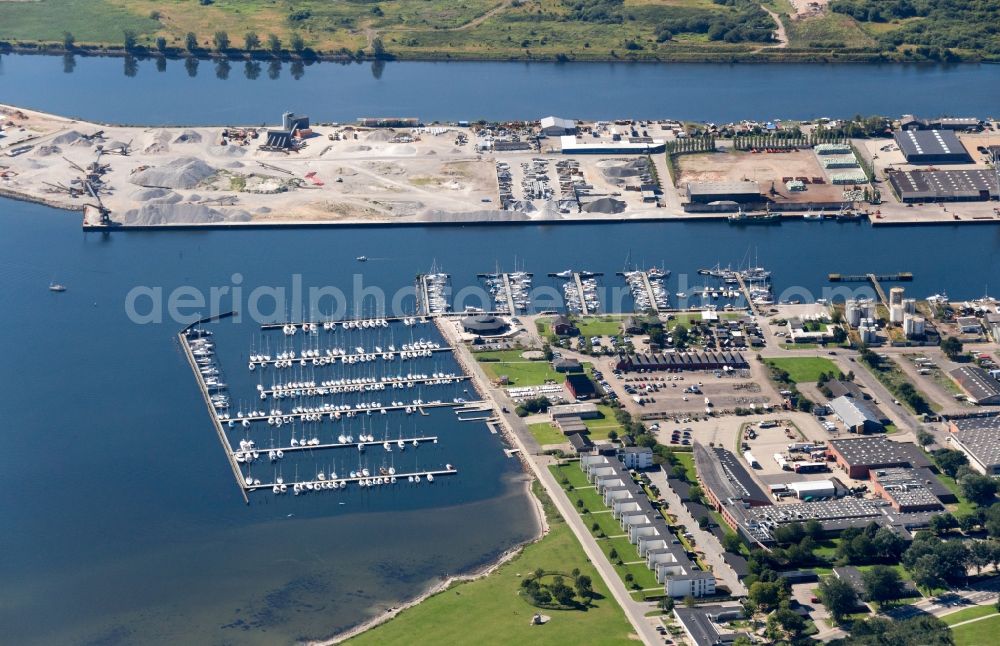 Aerial photograph Horsens - Docks and terminals with warehouses and freight forwarding and logistics companies in Horsens in Denmark