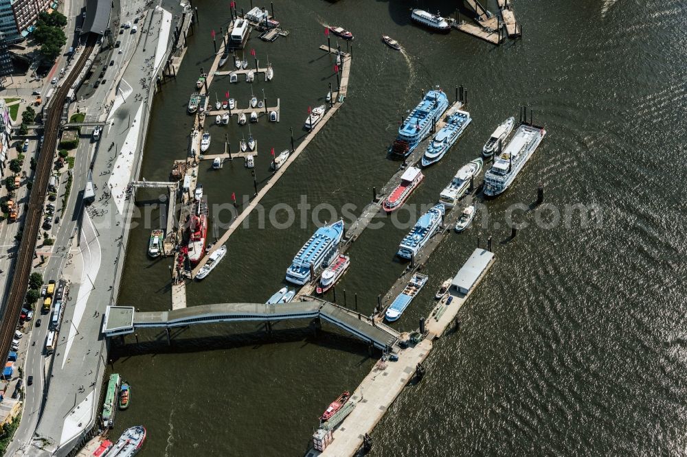 Hamburg from above - Port facilities on the banks of the river course of the Elbe in Hamburg, Germany