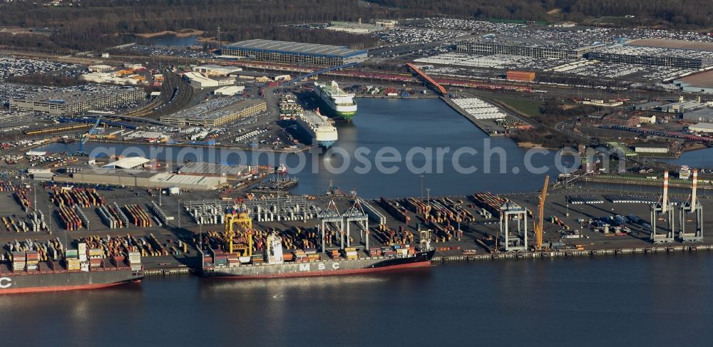 Aerial image Bremerhaven - Port facilities on the banks of the river course of the Weser in Bremerhaven in the state Bremen