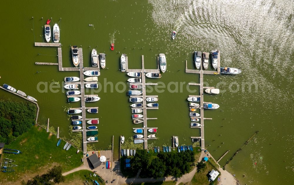 Jabel from above - Port facilities on the shores of the harbor of my-bootsurlaub.de at Jabelscher Lake in Jabel in the state Mecklenburg - Western Pomerania