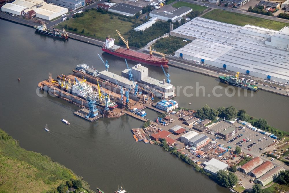 Aerial image Bremerhaven - Port facilities on the shores of the harbor of Fischereihafen in Bremerhaven in the state Bremen, Germany