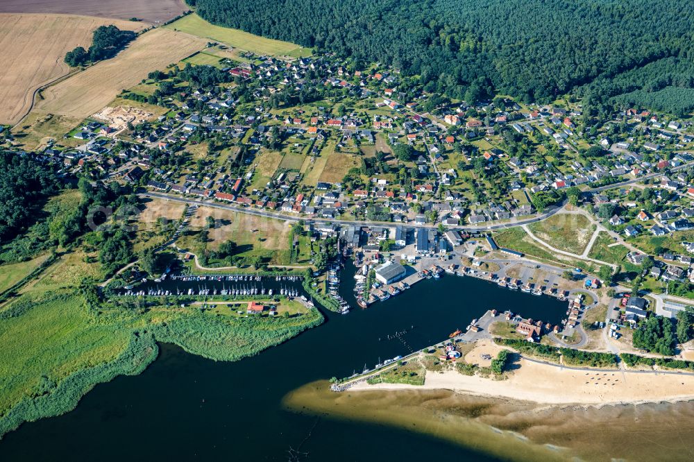 Aerial image Kröslin - Port facilities on the shores of the harbor of Fischereihafen in Freest in the state Mecklenburg - Western Pomerania, Germany