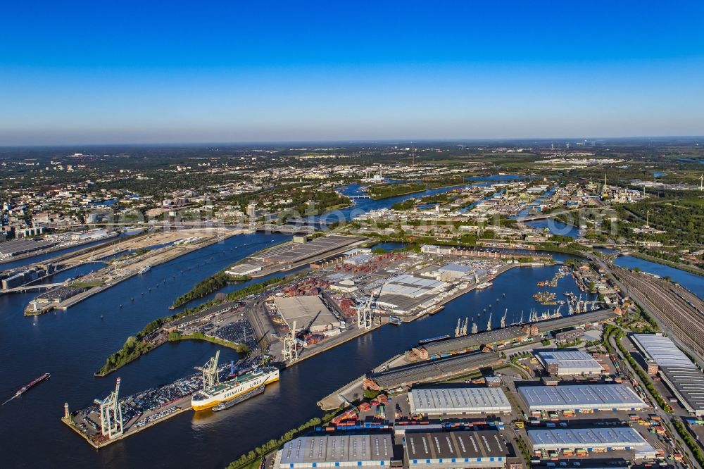 Aerial image Hamburg - Shores of the harbor of Kleiner Grasbrook in Hamburg, Germany