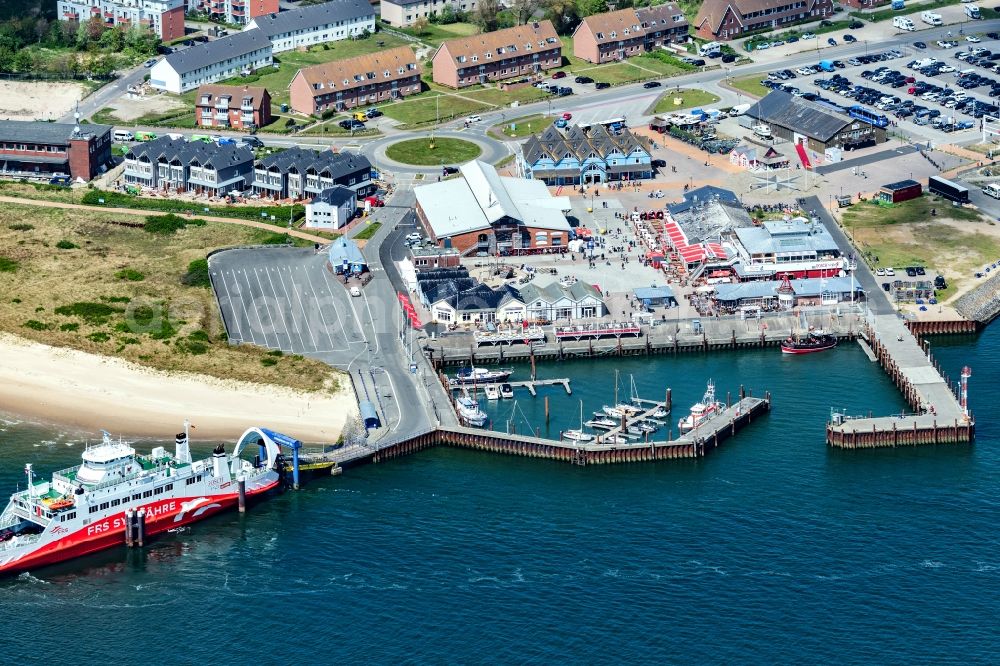 Aerial image List - Port facilities on the shores of the harbor of in List on Island Sylt in the state Schleswig-Holstein, Germany