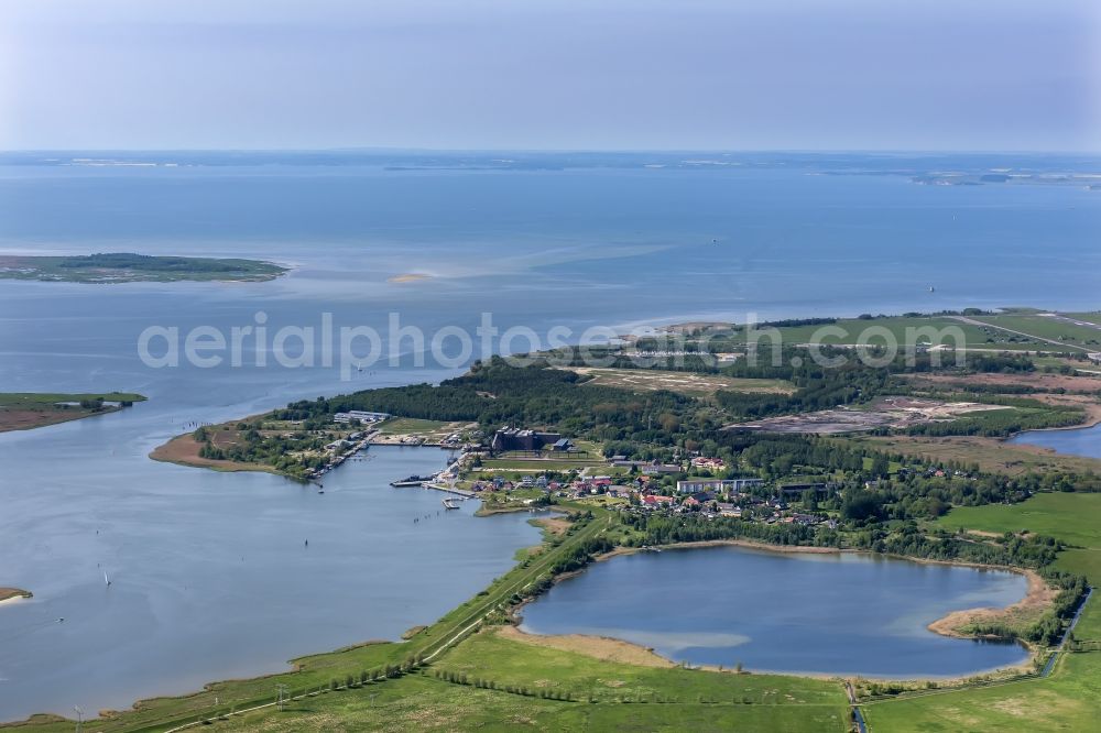 Peenemünde from the bird's eye view: Port facilities on the shores of the harbor of River Peene in Peenemuende in the state Mecklenburg - Western Pomerania