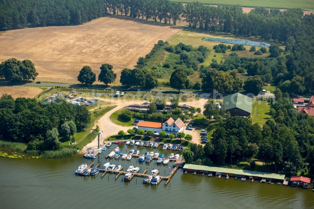 Mirow from above - Port facilities on the shores of the harbor of with yachts in Mirow in the state Mecklenburg - Western Pomerania