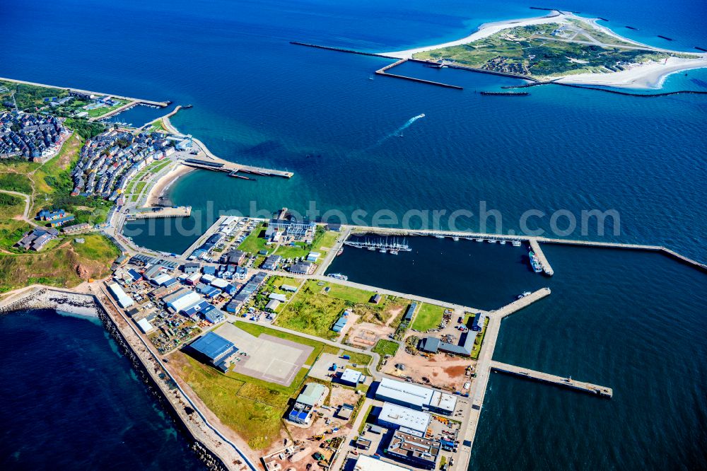 Aerial image Helgoland - Ship moorings at the harbor basin of the inland port for passenger ships and ferries on street Am Suedstrand in Helgoland in the state Schleswig-Holstein, Germany