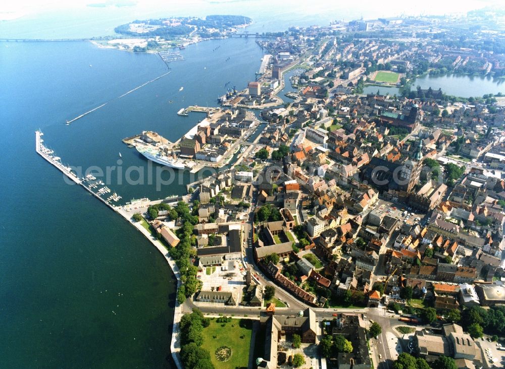 Sassnitz from above - Harbor area along the Baltic coast in Sassnitz in the GDR German Democratic Republic in today's State of Mecklenburg - West Pomerania