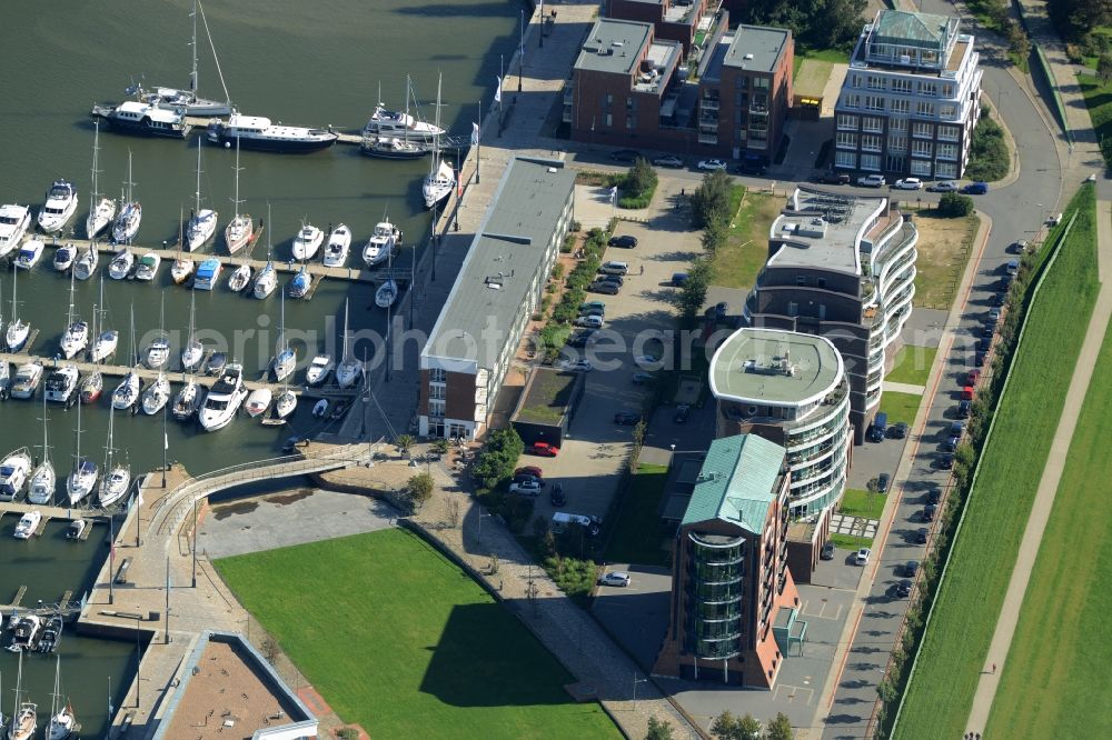 Bremerhaven from above - Harbour and port area of Neuer Hafen in Bremerhaven in the state of Bremen