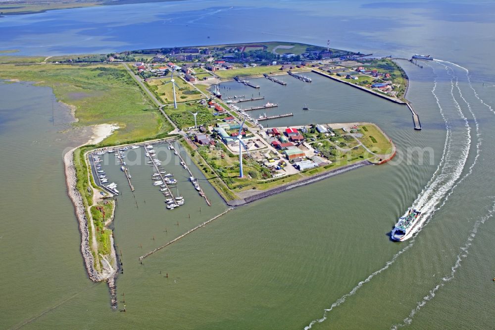 Aerial photograph Borkum - Port area of the East Frisian island of Borkum in Lower Saxony