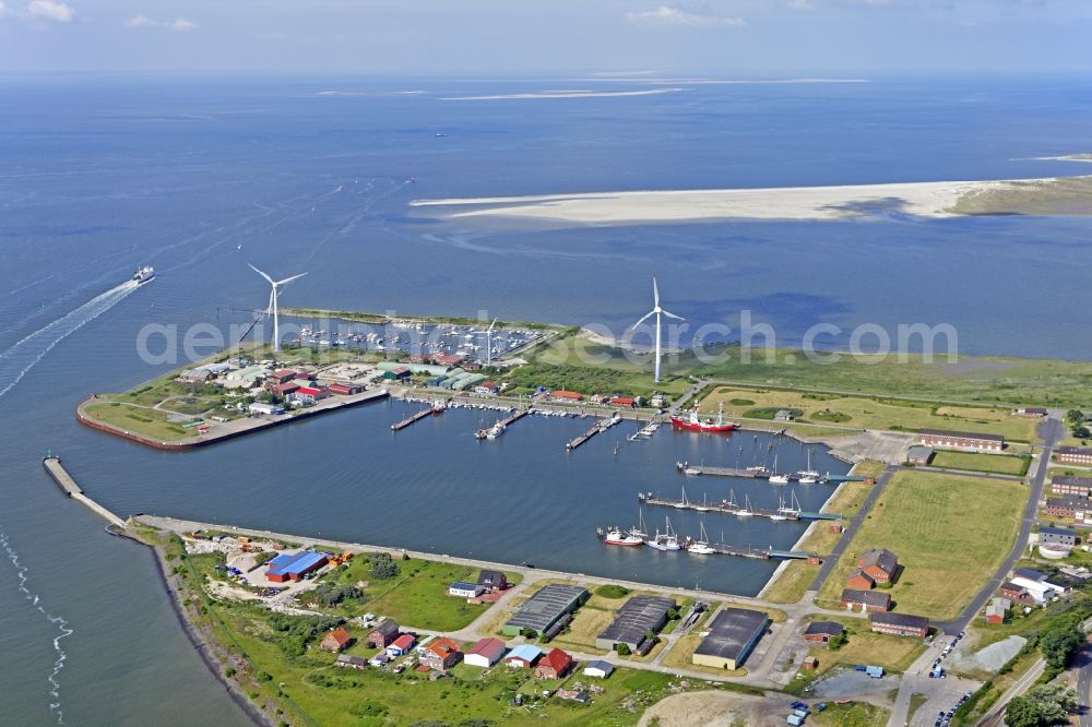 Borkum from above - Port area of the East Frisian island of Borkum in Lower Saxony