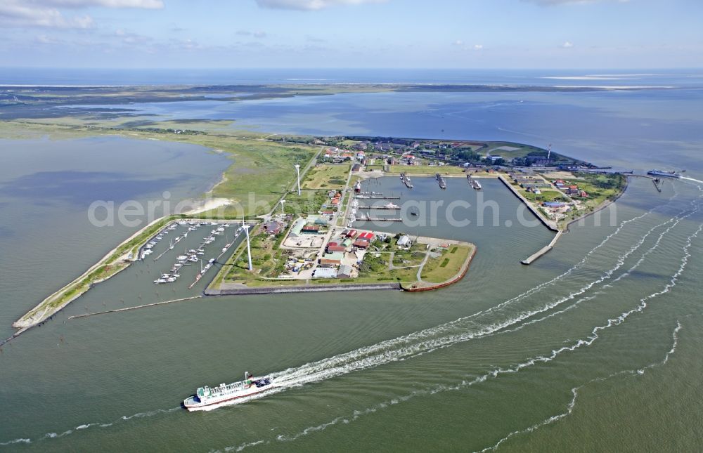 Borkum from above - Port area of the East Frisian island of Borkum in Lower Saxony