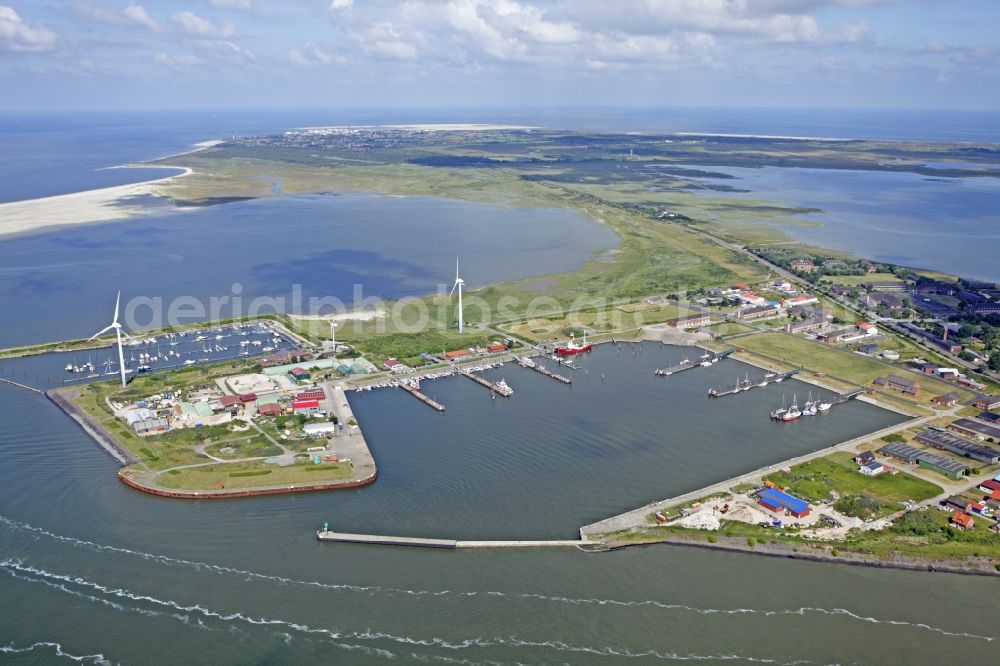 Aerial image Borkum - Port area of the East Frisian island of Borkum in Lower Saxony