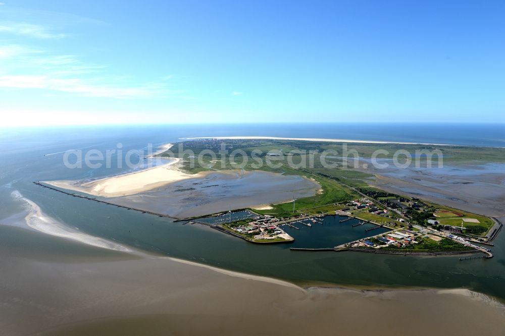 Borkum from the bird's eye view: Port area of the East Frisian island of Borkum in Lower Saxony