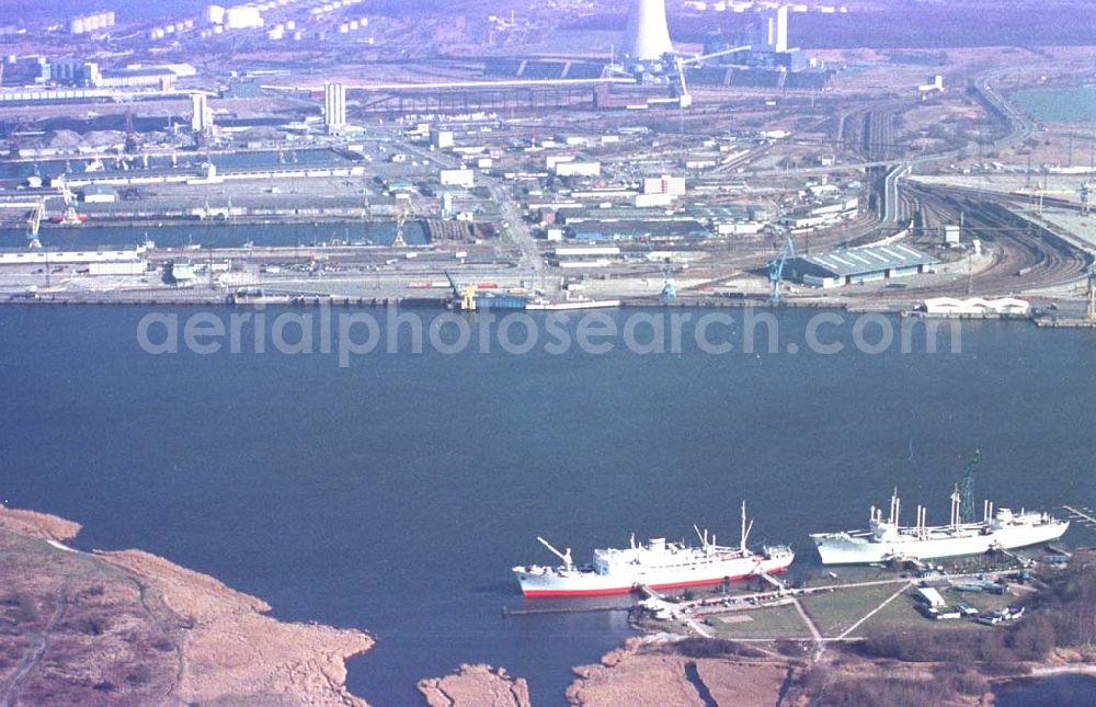 Rostock /Mecklenburg-Vorpommern from above - Hafenbereich in Rostock.