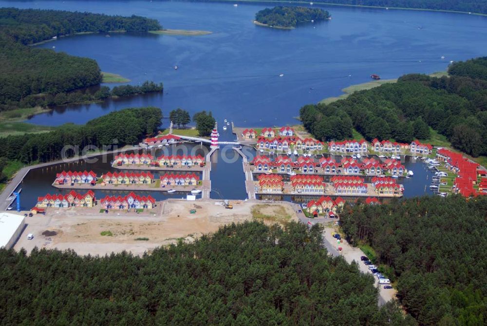 Aerial image Rheinsberg - Blick auf das fast fertige Hafendorf Rheinsberg - Projektgesellschaft Hafendorf Rheinsberg GmbH,Lenaustr. 27,D-12305 Berlin,Telefon: +49 33931/34 161,Telefax: +49 33931/34 163,Email: info@hafendorf-rheinsberg.de,Achim Walder: