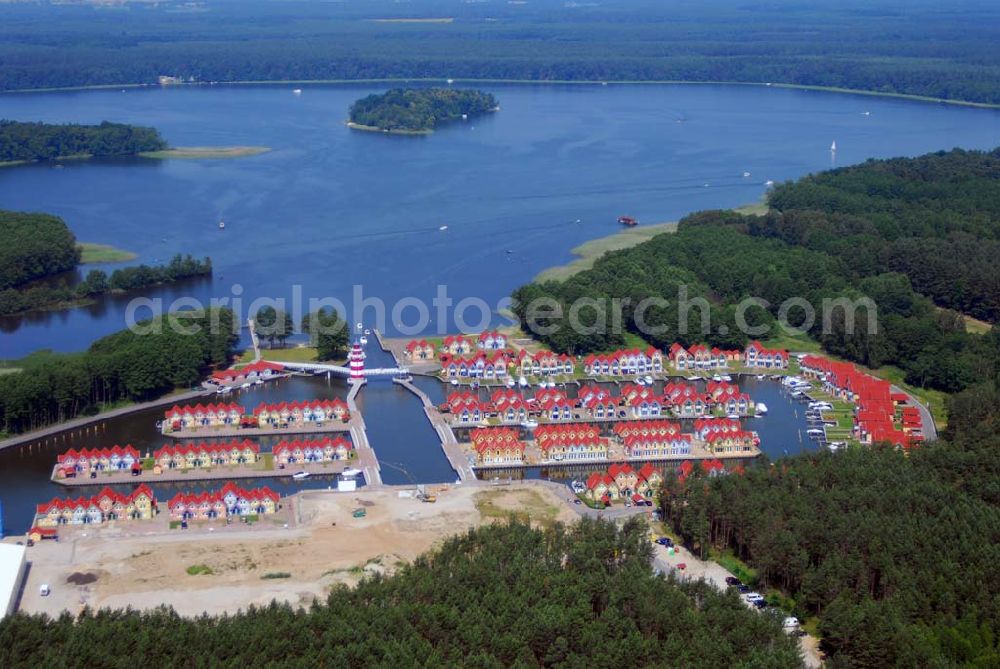 Aerial photograph Rheinsberg - Blick auf das fast fertige Hafendorf Rheinsberg - Projektgesellschaft Hafendorf Rheinsberg GmbH,Lenaustr. 27,D-12305 Berlin,Telefon: +49 33931/34 161,Telefax: +49 33931/34 163,Email: info@hafendorf-rheinsberg.de,Achim Walder: