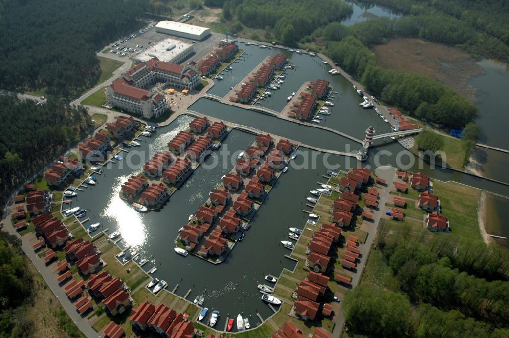 RHEINSBERG from above - Blick auf das fertige Hafendorf Rheinsberg - Projektgesellschaft Hafendorf Rheinsberg GmbH,Lenaustr. 27,D-12305 Berlin,Telefon: +49 33931/34 161,Telefax: +49 33931/34 163,Email: info@hafendorf-rheinsberg.de,Achim Walder: