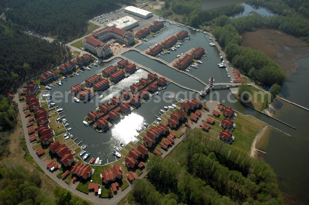 Aerial image RHEINSBERG - Blick auf das fertige Hafendorf Rheinsberg - Projektgesellschaft Hafendorf Rheinsberg GmbH,Lenaustr. 27,D-12305 Berlin,Telefon: +49 33931/34 161,Telefax: +49 33931/34 163,Email: info@hafendorf-rheinsberg.de,Achim Walder: