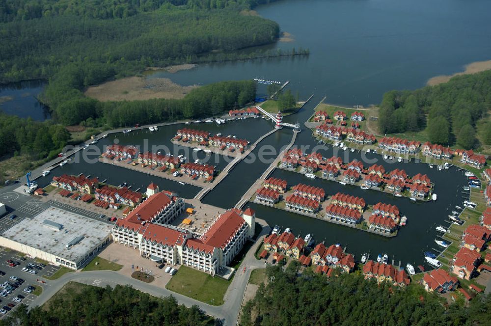 RHEINSBERG from above - Blick auf das fertige Hafendorf Rheinsberg - Projektgesellschaft Hafendorf Rheinsberg GmbH,Lenaustr. 27,D-12305 Berlin,Telefon: +49 33931/34 161,Telefax: +49 33931/34 163,Email: info@hafendorf-rheinsberg.de,Achim Walder: