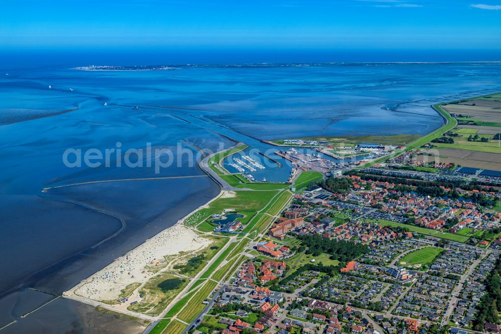 Aerial photograph Norden - Port area Norddeich Mole in Norden Nordeich in the state Lower Saxony, German