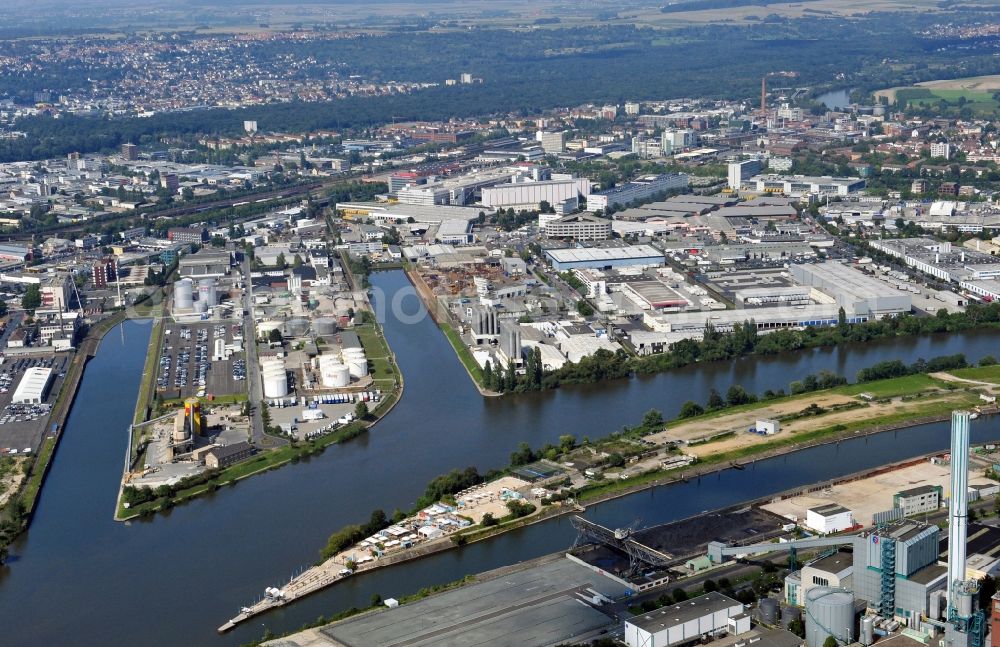 Frankfurt am Main from the bird's eye view: View of harbor island in Frankfurt in the state Hesse