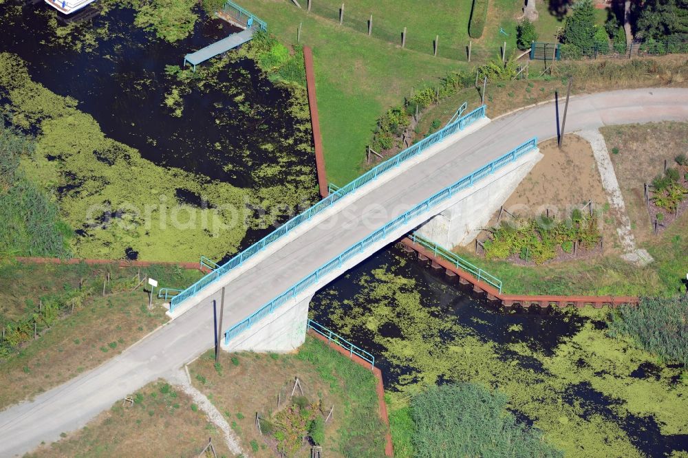 Genthin from above - The Hagen bridge over the Old Altenplathow Canal in the state Saxony-Anhalt