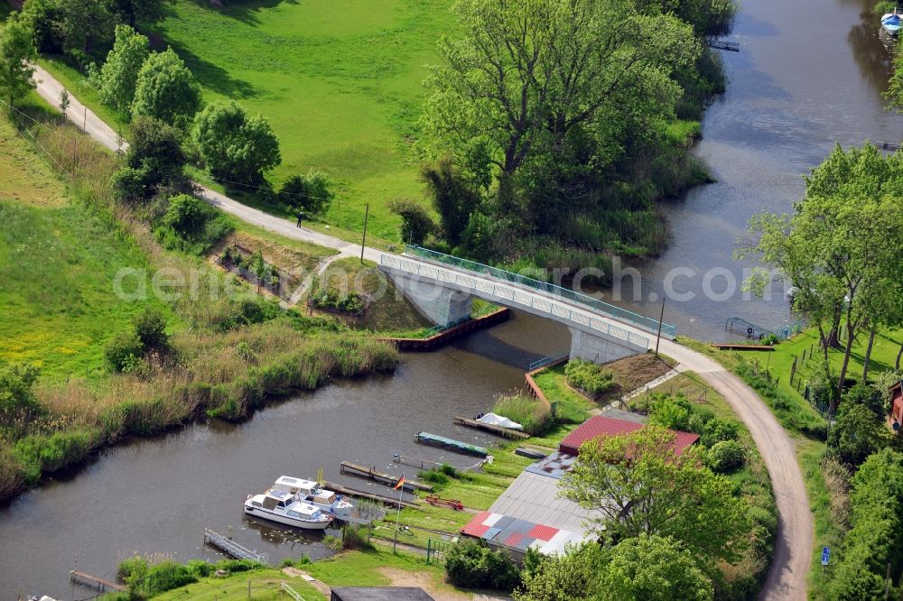 Genthin from above - The Hagen bridge over the Old Altenplathow Canal in the state Saxony-Anhalt