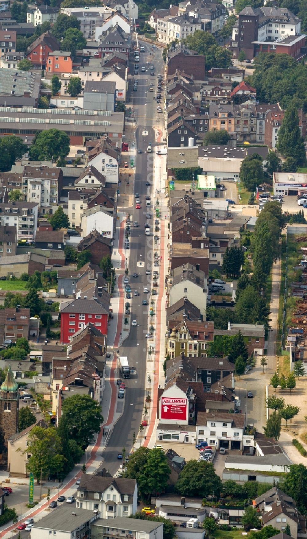 Aerial photograph Gevelsberg - View of the Hagener Strasse in Gevelsberg in the state of North Rhine-Westphalia