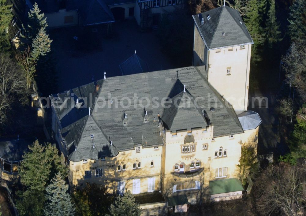 Kleinmachnow from above - View Hakeburg Kleinmachnow in Brandenburg. The Hakeburg is a large castle-like villa. The castle built in the mid 14th century on the ruins of a fortress Ascanians as custom house and has a checkered history. Today the area is used as a conference and events center