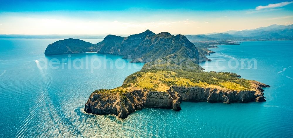 Alcudia from above - Peninsula with land access and shore area on the Cap de Pinar in Alcudia in Balearic islands, Spain