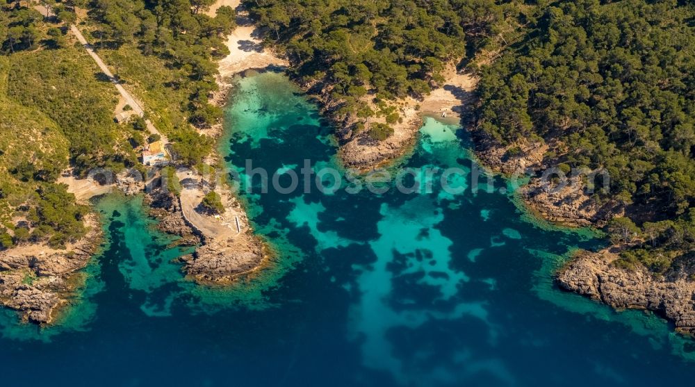 Aerial photograph Alcudia - Peninsula with land access and shore area on the Cap de Pinar in Alcudia in Balearic islands, Spain