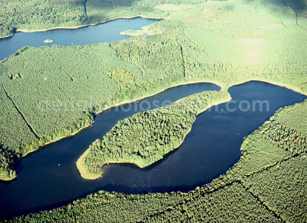 Aerial photograph Templin - 01.10.2002 Halbinsel in einem See bei Templin