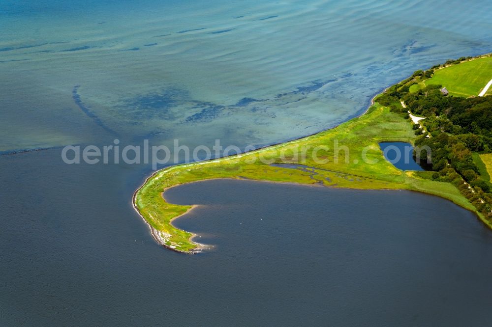 Aerial image Wackerbillig - Peninsula with land access and shore area on Geltinger Bucht in Wackerbillig in the state Schleswig-Holstein, Germany