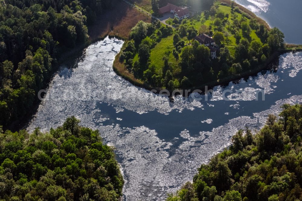 Aerial photograph Salem - Peninsula with land access and shore area on the with Gut Killenweiher in Salem in the state Baden-Wuerttemberg, Germany