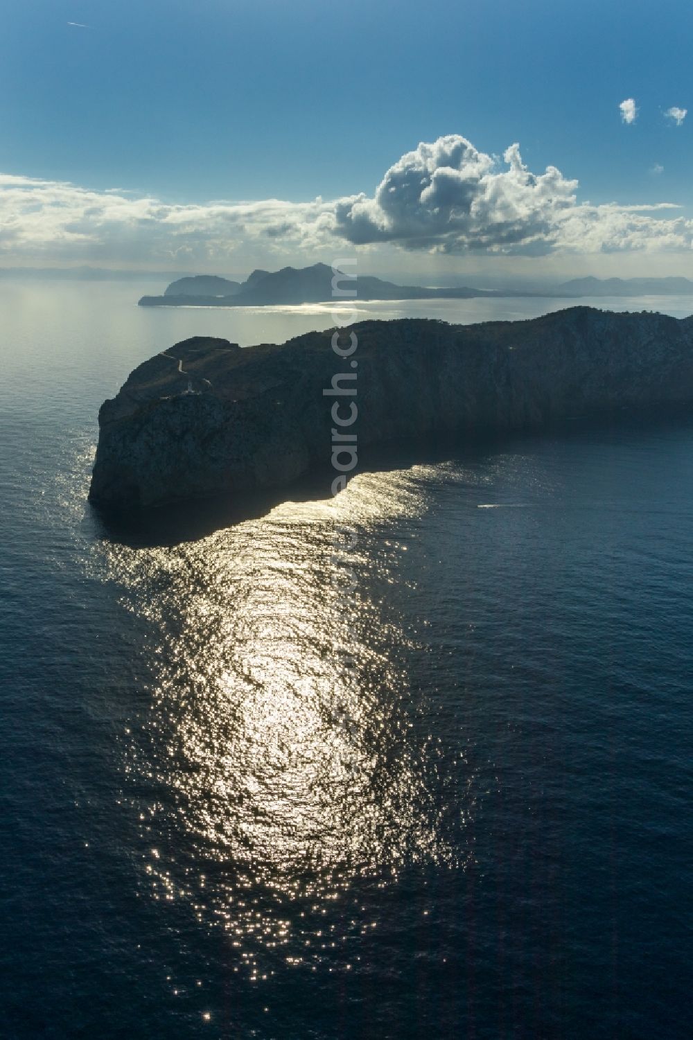 Aerial image Pollenca - Peninsula Formentor with Cape in Pollenca in Balearische Insel Mallorca, Spain