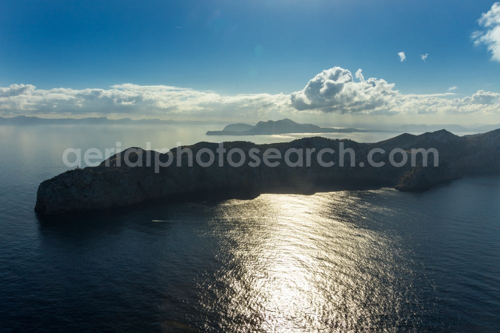 Aerial photograph Pollenca - Peninsula Formentor with Cape in Pollenca in Balearische Insel Mallorca, Spain