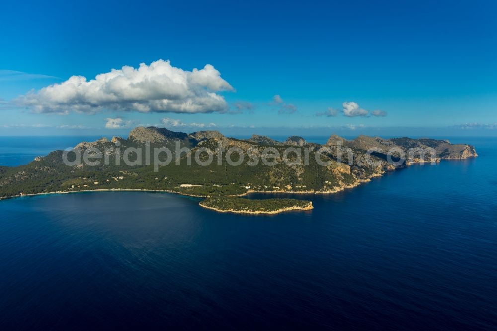 Pollenca from above - Peninsula Formentor with land access and shore area in Pollenca in Balearische Insel Mallorca, Spain