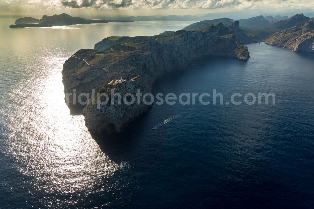 Aerial photograph Pollenca - Peninsula Formentor with Cape in Pollenca in Balearische Insel Mallorca, Spain