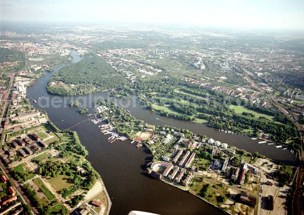 Berlin - Stralau from the bird's eye view: Halbinsel Stralau in Berlin - Friedrichshain.