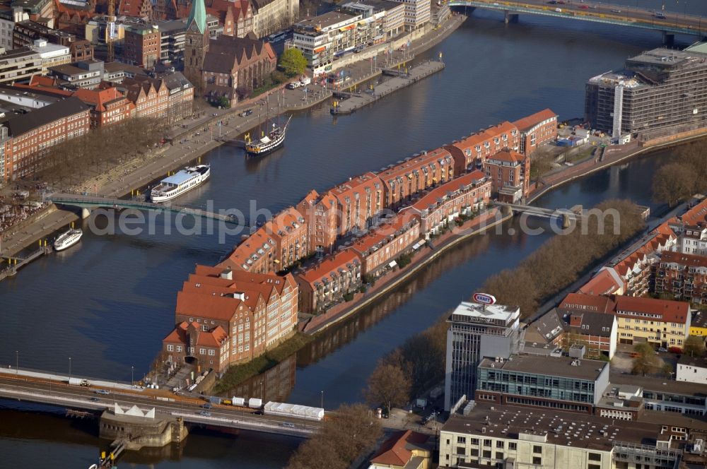 Aerial photograph Bremen OT Alte Neustadt - View of the peninsula Teerhof in Bremen in the homonymous state