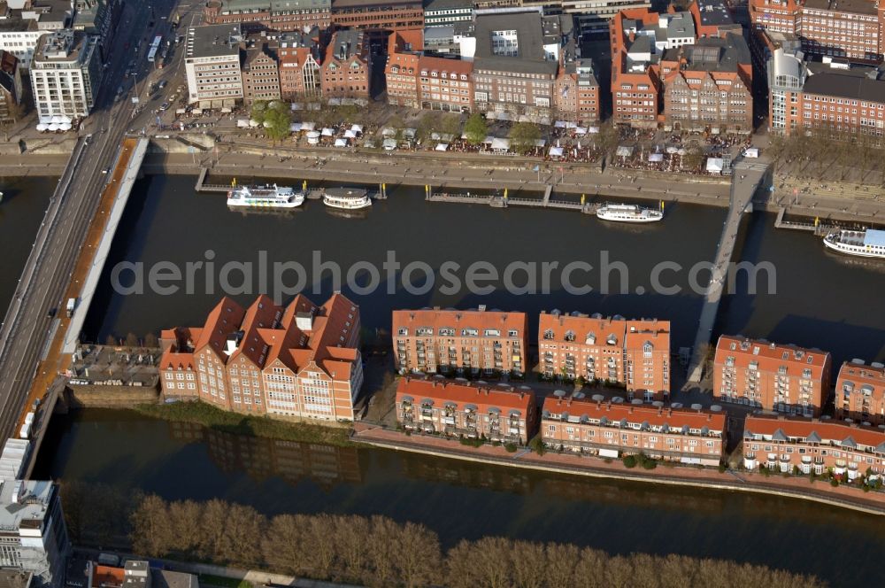 Aerial photograph Bremen OT Alte Neustadt - View of the peninsula Teerhof in Bremen in the homonymous state