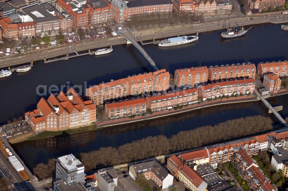 Bremen OT Alte Neustadt from above - View of the peninsula Teerhof in Bremen in the homonymous state