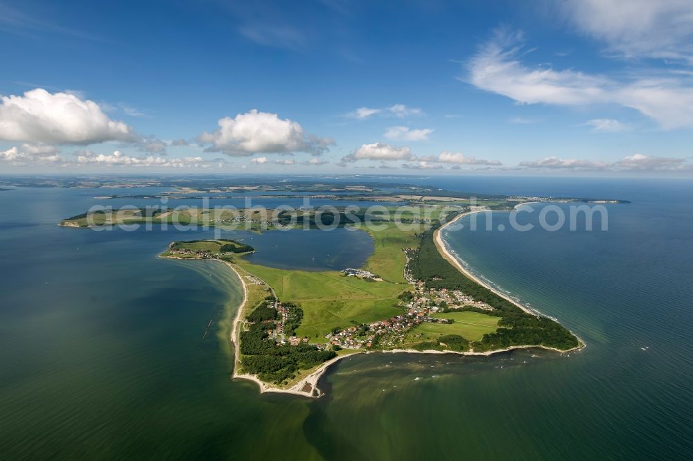 Thiessow from the bird's eye view: View of the peninsula Moenchgut near Thiessow on the island Ruegen in Mecklenburg-West Pomerania