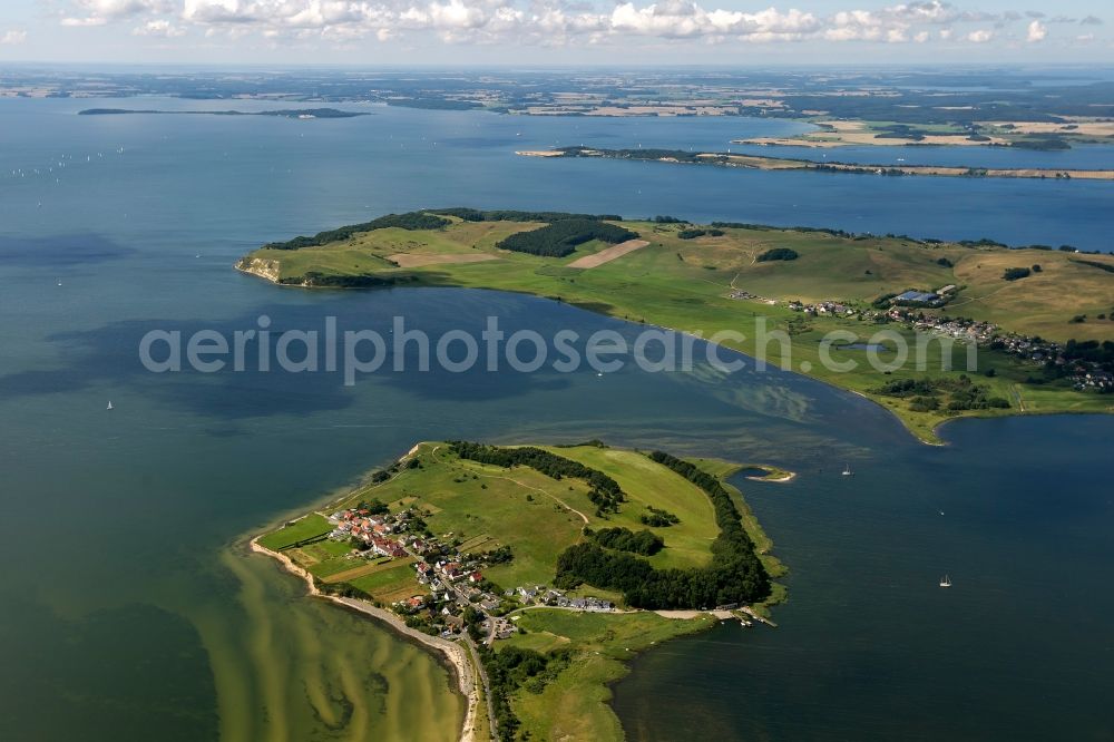 Thiessow from above - View of the peninsula Moenchgut near Thiessow on the island Ruegen in Mecklenburg-West Pomerania