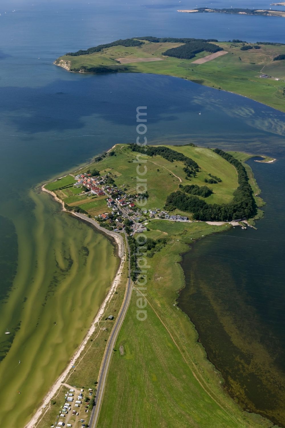 Thiessow from the bird's eye view: View of the peninsula Moenchgut near Thiessow on the island Ruegen in Mecklenburg-West Pomerania